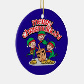 Merry Chrismukkah met Elves en Dreidels Keramisch Ornament (Rechts)