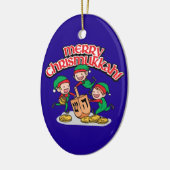 Merry Chrismukkah met Elves en Dreidels Keramisch Ornament (Links)