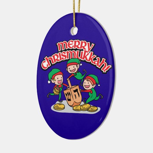 Merry Chrismukkah met Elves en Dreidels Keramisch Ornament (Links)