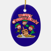Merry Chrismukkah met Elves en Dreidels Keramisch Ornament (Voorkant)