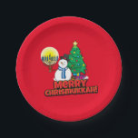 Merry Chrismukkah met Snowman en Menorah Papieren Bordje<br><div class="desc">Het is een ware Chrismukkah voor 2019! Kerstmis en Hanukkah herfst in dezelfde week! Voeg deze leuke interreligieuze borden (Hanukkah en Kerstmis) toe aan je Chrismukkah feestelijkheden dit jaar. Als je de feestdagen samen viert, is dit een mooie aanraking. Dit is ons ontwerp en je vindt het nergens anders dan...</div>