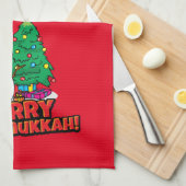 Merry Chrismukkah met Snowman en Menorah Theedoek (Quarter Fold)