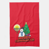 Merry Chrismukkah met Snowman en Menorah Theedoek (Verticaal)