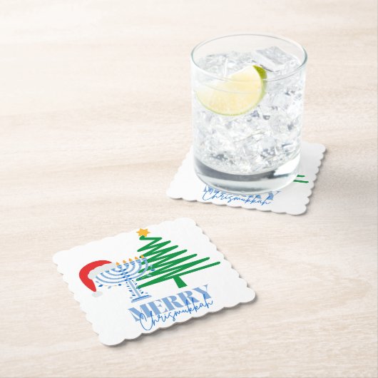 Merry Chrismukkah Party Decor Paper Onderzetter (Insitu)