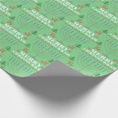 Merry Chrismukkah Pixel Rendier en Menorah Cadeaupapier (Hoek)