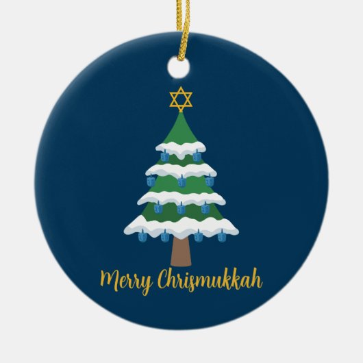 Merry Chrismukkah Schattige Chanoeka Christmas Keramisch Ornament (Voorkant)