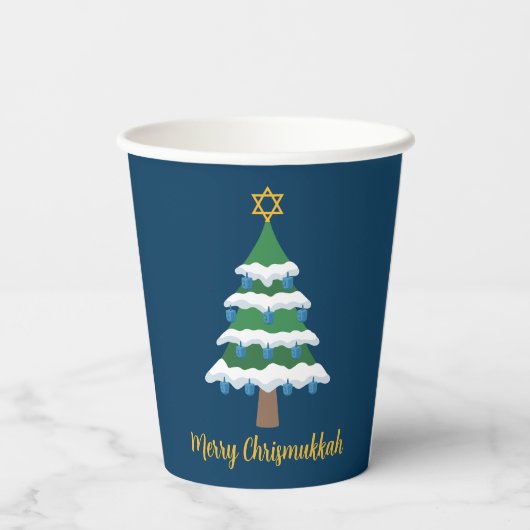 Merry Chrismukkah Schattige Chanoeka Kerstfeest Papieren Bekers (Achterkant)
