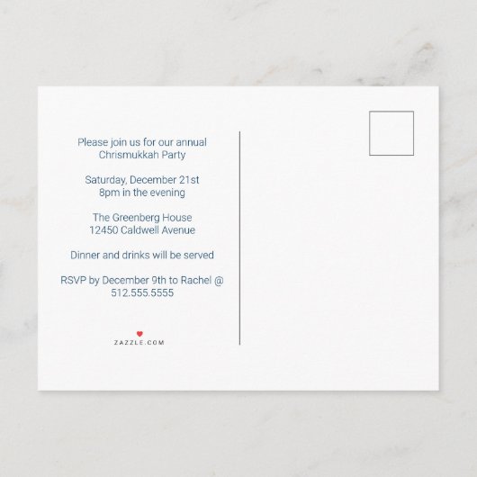 Merry Chrismukkah Schattige Chanoeka Kerstfeest Uitnodiging Briefkaart (Achterkant)
