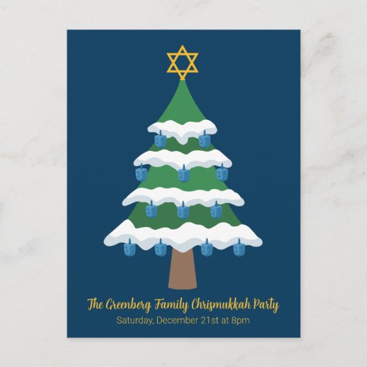 Merry Chrismukkah Schattige Chanoeka Kerstfeest Uitnodiging Briefkaart (Voorkant)