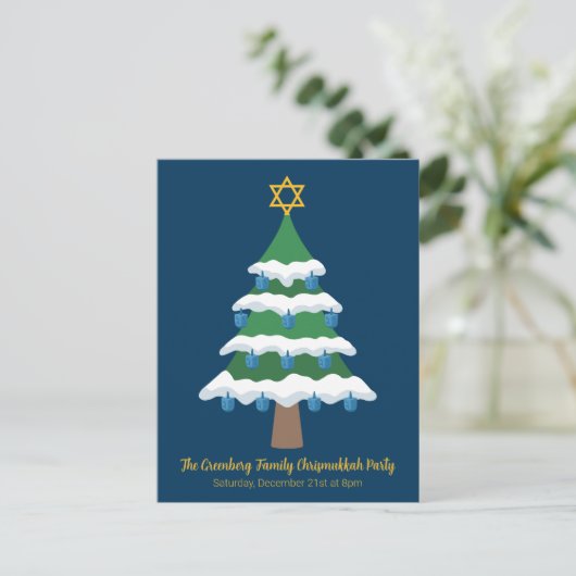 Merry Chrismukkah Schattige Chanoeka Kerstfeest Uitnodiging Briefkaart (Staand voorkant)