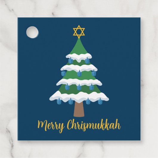 Merry Chrismukkah Schattige Hanukkah Tree Party Bedankjes Labels (Voorkant)