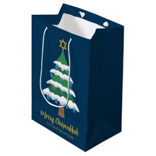 Merry Chrismukkah Schattige Hanukkah Tree Party Medium Cadeauzakje