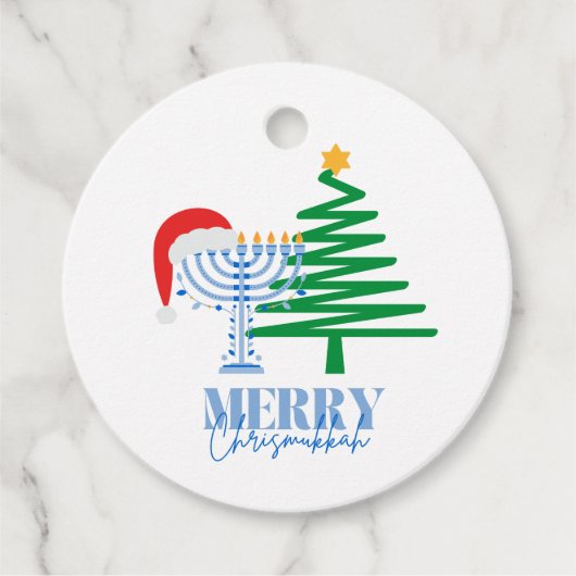 Merry Chrismukkah Simple Favor Gift Label (Voorkant)