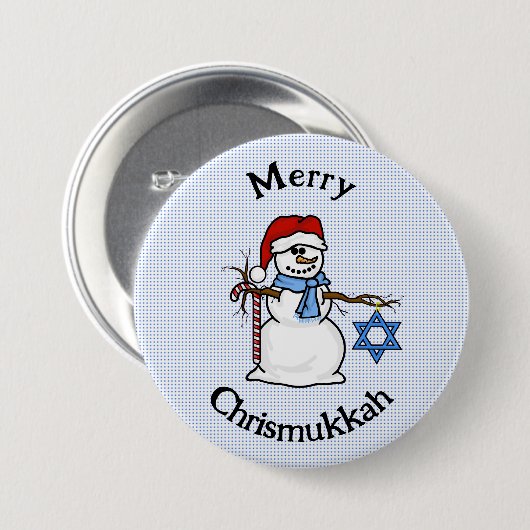 Merry Chrismukkah Snowman Button (Voorkant /achterkant)
