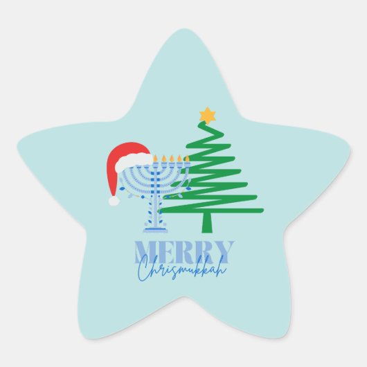 Merry Chrismukkah Star Sticker Label (Voorkant)