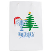 Merry Chrismukkah White Gift Bag Medium Cadeauzakje (Voorkant)