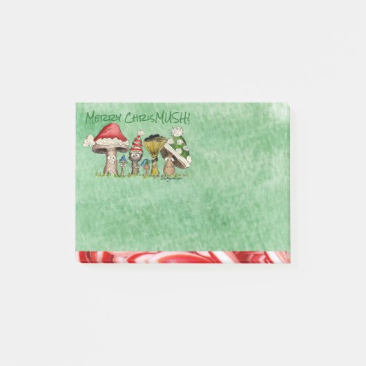 Merry ChrisMUSH Cartoon paddenstoelen Post-it® Notes (Voorkant)
