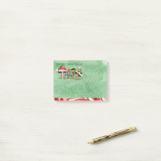 Merry ChrisMUSH Cartoon paddenstoelen Post-it® Notes (Op bureau)