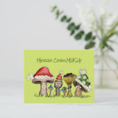 Merry ChrisMUSH Christmas Mushrooms Cartoon Feestdagenkaart (Staand voorkant)