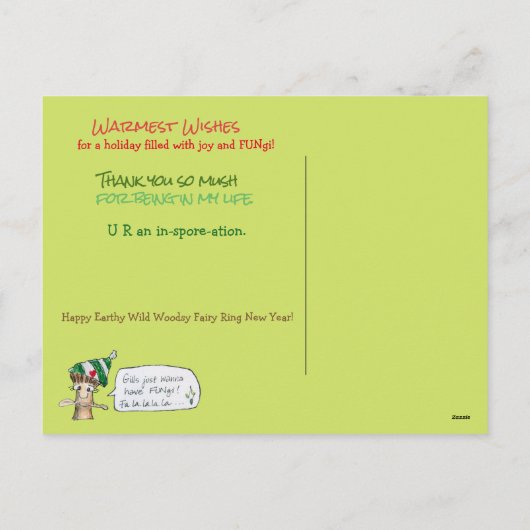 Merry ChrisMUSH Christmas Mushrooms Cartoon Feestdagenkaart (Achterkant)