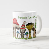 Merry ChrisMUSH Christmas Mushrooms Cartoon Grote Koffiekop (Voorkant rechts)