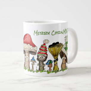Merry ChrisMUSH Christmas Mushrooms Cartoon Grote Koffiekop