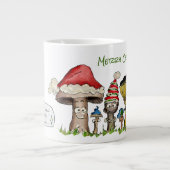Merry ChrisMUSH Christmas Mushrooms Cartoon Grote Koffiekop (Voorkant)