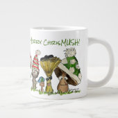 Merry ChrisMUSH Christmas Mushrooms Cartoon Grote Koffiekop (Rechts)