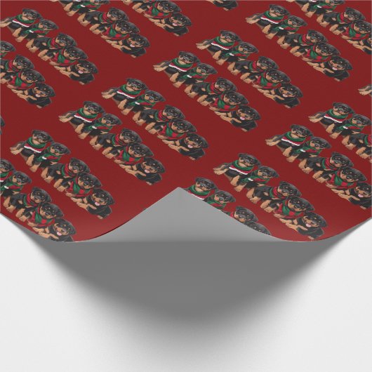 Merry Chrismutts Rottweiler Puppies dragen sjaal Cadeaupapier (Hoek)