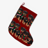Merry Chrismutts Rottweiler Puppies dragen sjaal Grote Kerstsok (Voorkant (Hangend))