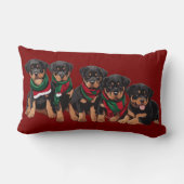 Merry Chrismutts Rottweiler Puppies dragen sjaal Kussen (Achterkant)