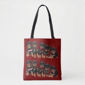 Merry Chrismutts Rottweiler Puppies Wearing Scarf Tote Bag (Voorkant)