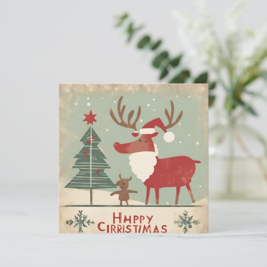 Merry chrisrmas feestdagenkaart (Staand voorkant)