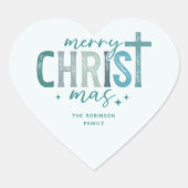 Merry Christ mas Christelijk Boho Familienaam Hart Sticker (Voorkant)