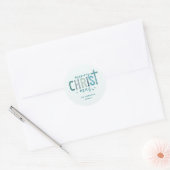 Merry Christ mas Christelijk Boho Familienaam Ronde Sticker (Envelop)