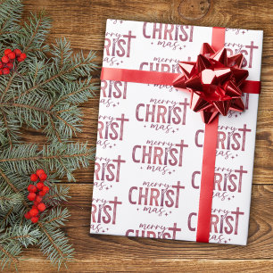 Merry Christ mas Christelijk Religieus Modern Rood Cadeaupapier