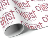 Merry Christ mas Christelijk Religieus Modern Rood Cadeaupapier (Rol Hoek)