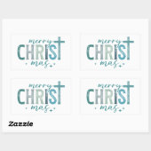Merry Christ mas Christelijk Religious Bold Green Rechthoekige Sticker (Vel)