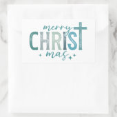 Merry Christ mas Christelijk Religious Bold Green Rechthoekige Sticker (Tas)