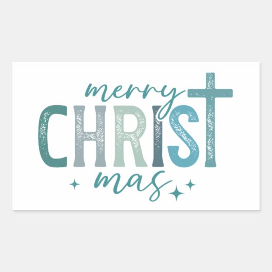 Merry Christ mas Christelijk Religious Bold Green Rechthoekige Sticker (Voorkant)