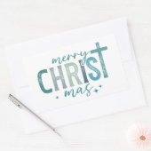 Merry Christ mas Christelijk Religious Bold Green Rechthoekige Sticker (Envelop)