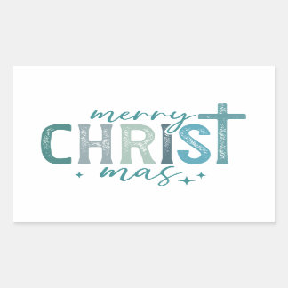 Merry Christ mas Christelijk Religious Bold Green Rechthoekige Sticker