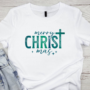 Merry Christ mas Christelijk Religious Bold Green Tri-Blend Shirt