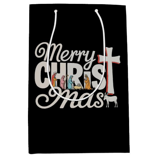 Merry Christ Mas Christelijke kerst Jesus Xmas Medium Cadeauzakje (Voorkant)