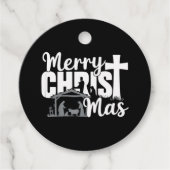 Merry Christ Mas Christelijke KerstJezus Familie Bedankjes Labels (Voorkant)