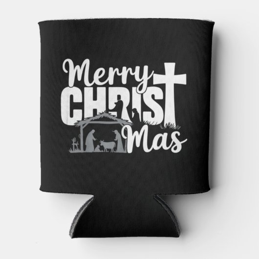 Merry Christ Mas Christelijke KerstJezus Familie Blikjeskoeler (Voorkant)