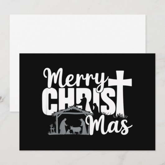 Merry Christ Mas Christelijke KerstJezus Familie Feestdagenkaart (Voorkant / Achterkant)