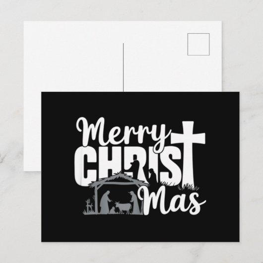 Merry Christ Mas Christelijke KerstJezus Familie Feestdagenkaart (Voorkant / Achterkant)