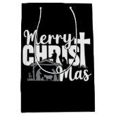 Merry Christ Mas Christelijke KerstJezus Familie Medium Cadeauzakje (Voorkant)