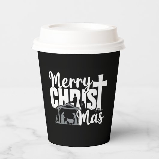 Merry Christ Mas Christelijke KerstJezus Familie Papieren Bekers (Voorkant)
